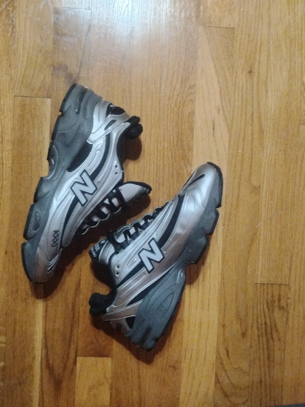 New Balance Silver and Black Men's Athletic Sneakers